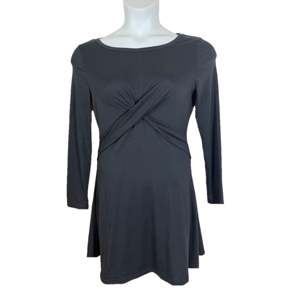 Cupshe Black Long Sleeve Twist Front Crew Neck Mini Dress SKU0108 SKU0109 - Picture 1 of 8